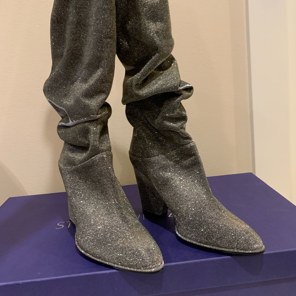 Stuart Weitzman Ruched Textured-Lam Boots